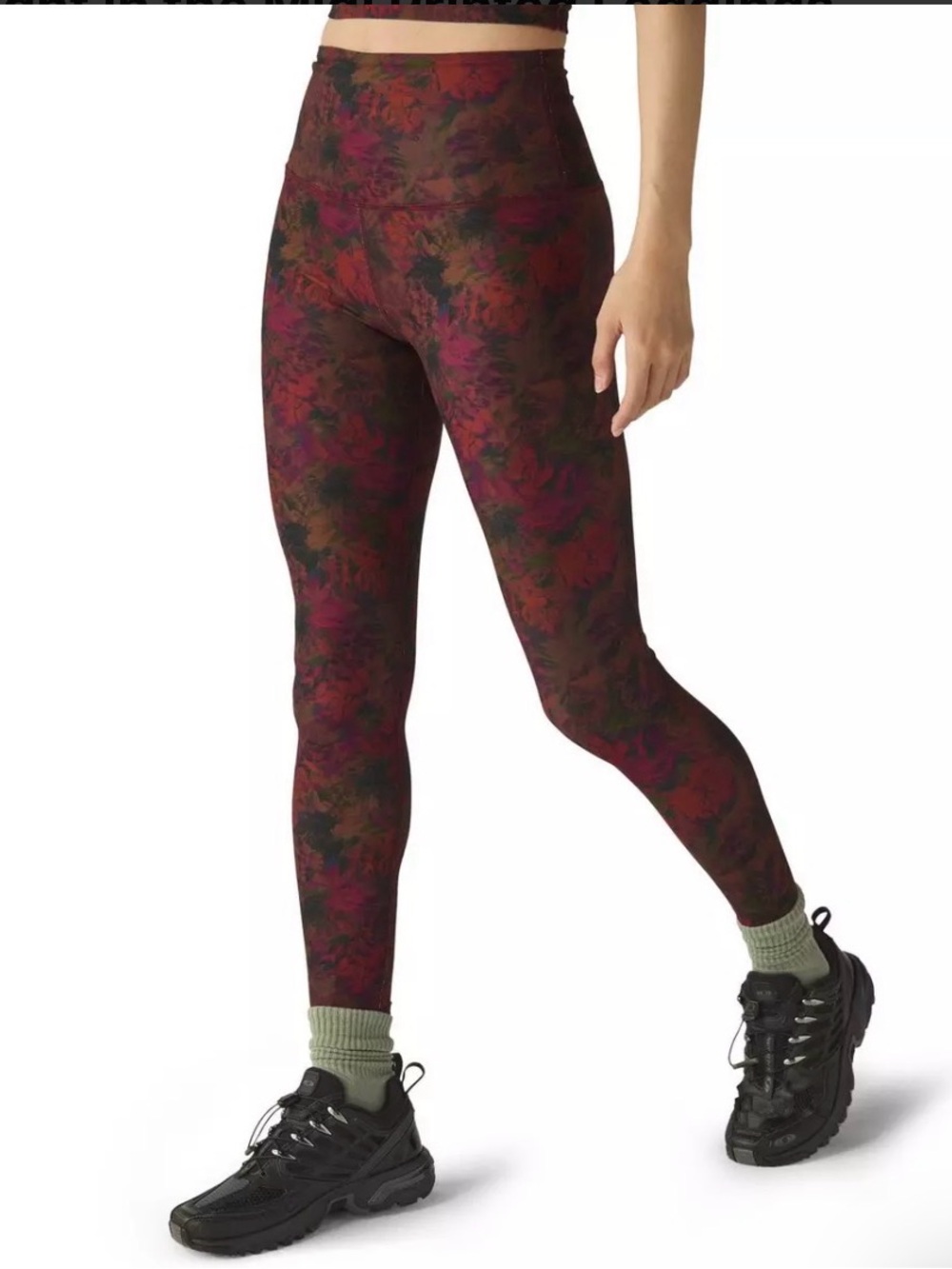 Beyond Yoga Spacedye Caught in the Midi Printed Leggings Red Black Print